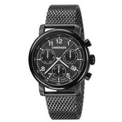 Image of Urban Classic Chrono IP sort stål Quartz med chrono Herre ur fra Wenger, 01.1043.108